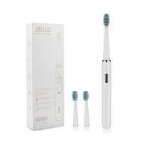 SEAGO SG551 Electric Toothbrush Sonic USB Rechargeable 4 Modes Waterproof With 3 Replacement Brush Heads Deep Clean Oral Care 2