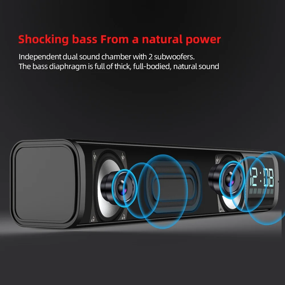 HXSJ Q2 10 Вт Bluetooth 5,0 аудио Настольный динамик со встроенной 220 мАч перезаряжаемой батареей поддержка tf-карты, воспроизведение звука