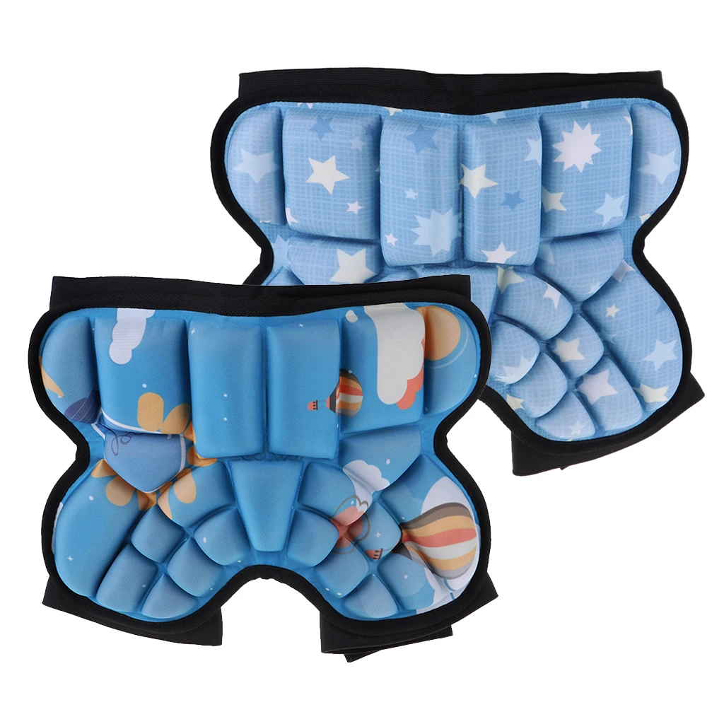 Kids EVA Paded Short Pants 3D Protection Hip Butt Protective Gear Adjustable Strap Waist Guard Impact Pad for Ski Ice Skating 