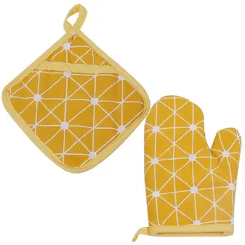 

4pcs Cotton And Linen Gloves Thermal Insulation Gloves Pads Microwave Oven Heat Resistant Gloves Mats