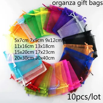 

10pcs 5x7cm Organza Gift Bag Jewelry Packaging Candy Wedding Party Goodie Packing Favors Cake Sweets Pouches Bags Present