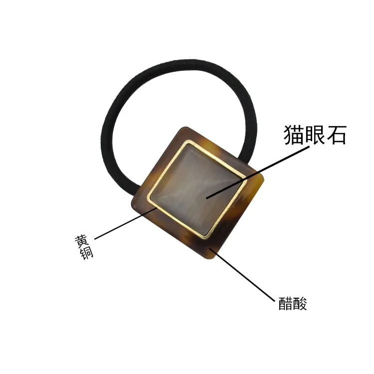 Japanese Korean Cellulose Acetate Sheet Square Rhombus Women's Hairband Brass Bordered Design Inlaid Opal Hairband Hair Accessor