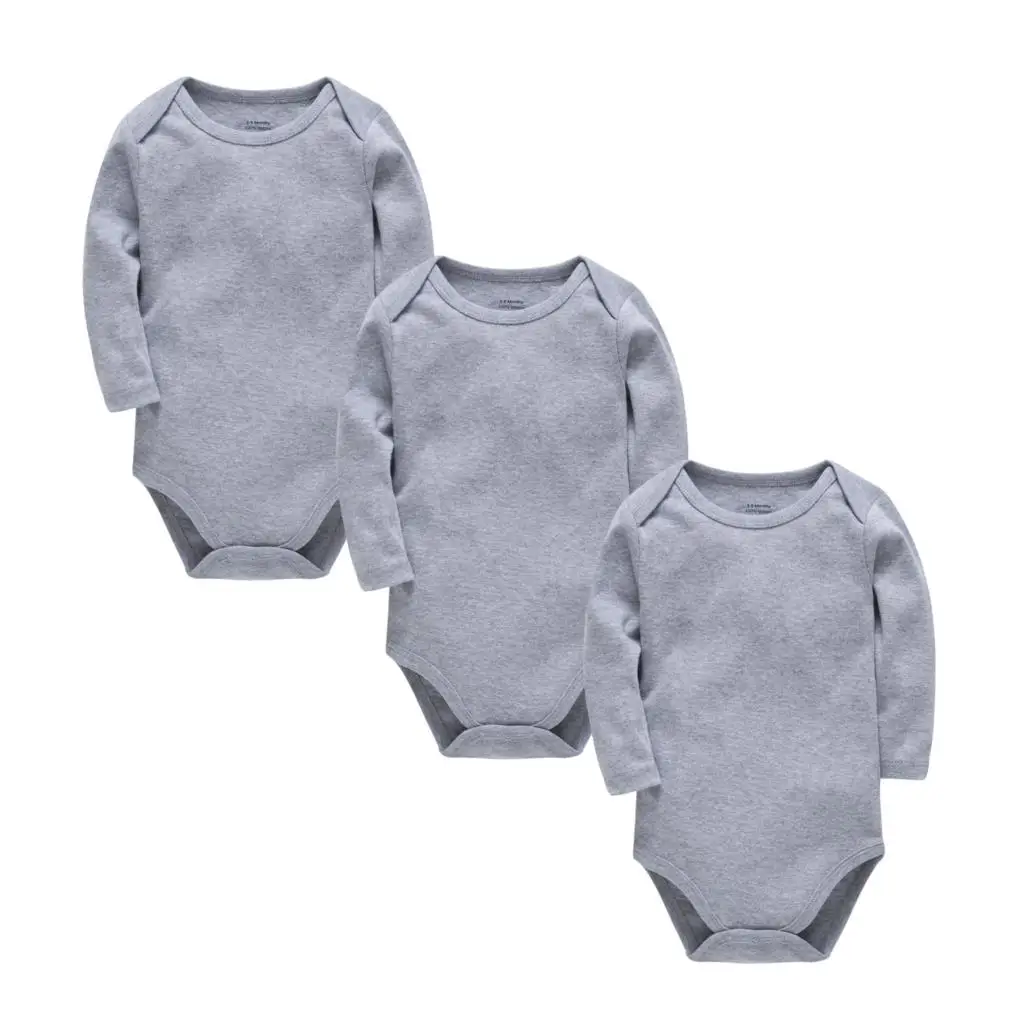 

2019 Kavkas Solid Color Chrtismas Baby Bodysuits Warm Grey Color Girl Boy 3pcs/Lot Pajamas Full Sleeve 0-24months Bebes