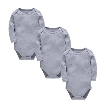 

2019 Kavkas Solid Color Chrtismas Baby Bodysuits Warm Grey Color Girl Boy 3pcs/Lot Pajamas Full Sleeve 0-24months Bebes