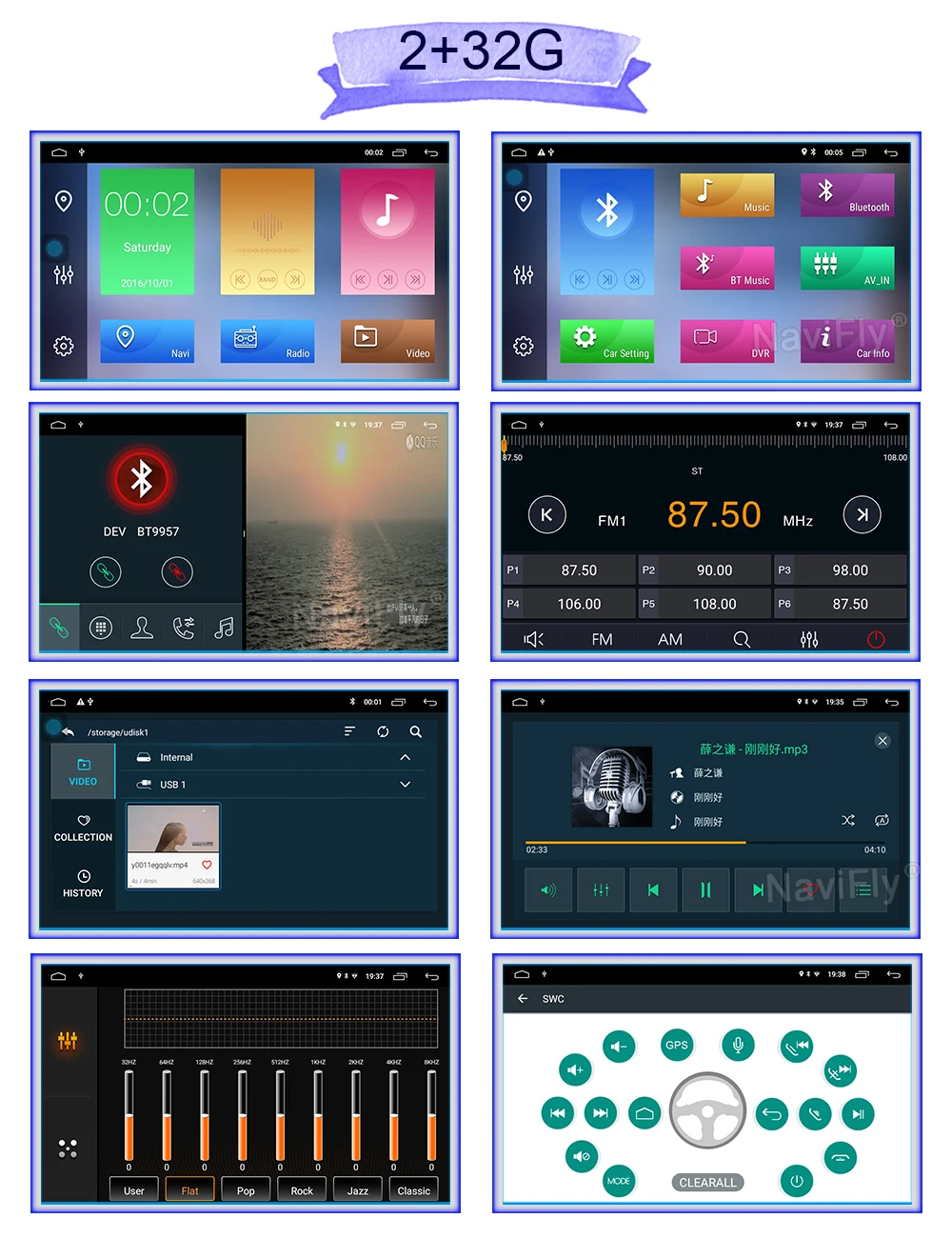 NaviFly 32G rom Android 9,1 автомобильный fm-радио USB кассета для Nissan Toyota peugeot KIA Автомобильный мультимедийный с wifi 4G SWC RDS BT DVR