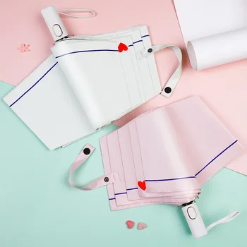 

Unique 3 fold umbrella Love automatic umbrella rain women female Korean creative three-fold umbrella UV umbrella