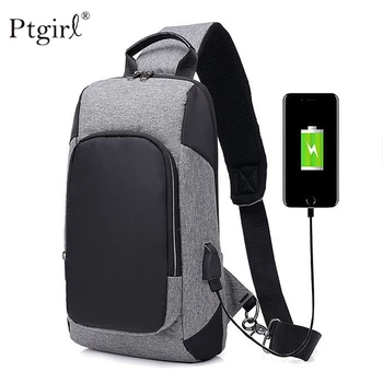 

Luxury Brand Chest Bag USB Messenger Bags for Men Ptgirl Shoulder Sling Bags Waterproof Mobile Phone Bag Crossbody Сумка мужская