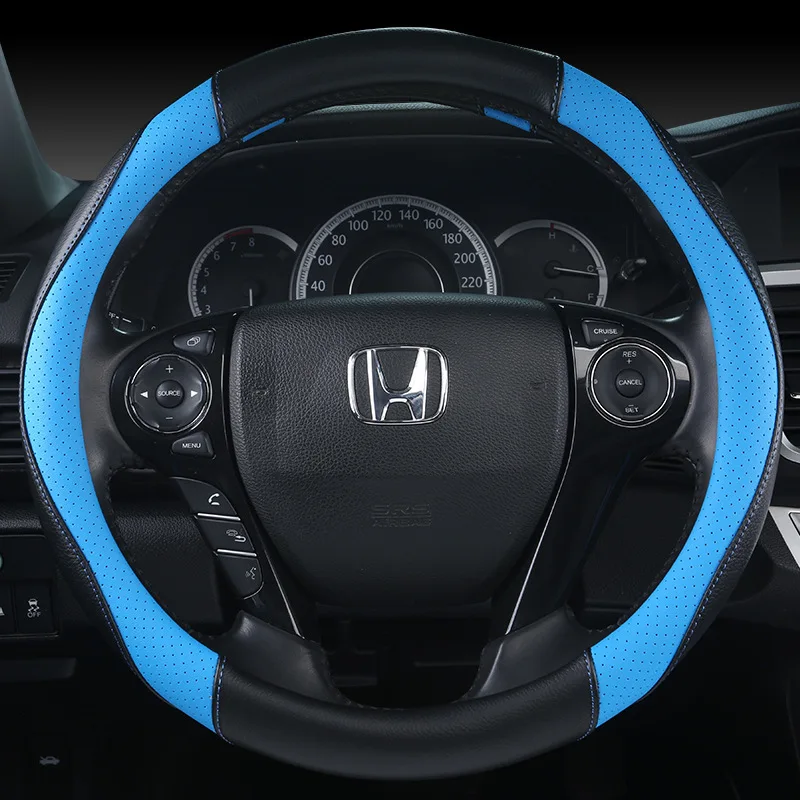 Новая крышка рулевого колеса из натуральной кожи-17 15 11 Honda четыре сезона автомобиля только отверстие-сшить