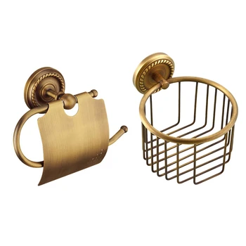 

1Pcs Brass Wall Mount Toilet Paper Bathroom Tissue Antique Holder Storage Shelf & 1x Paper Holder Bathroom Accessories Antique B