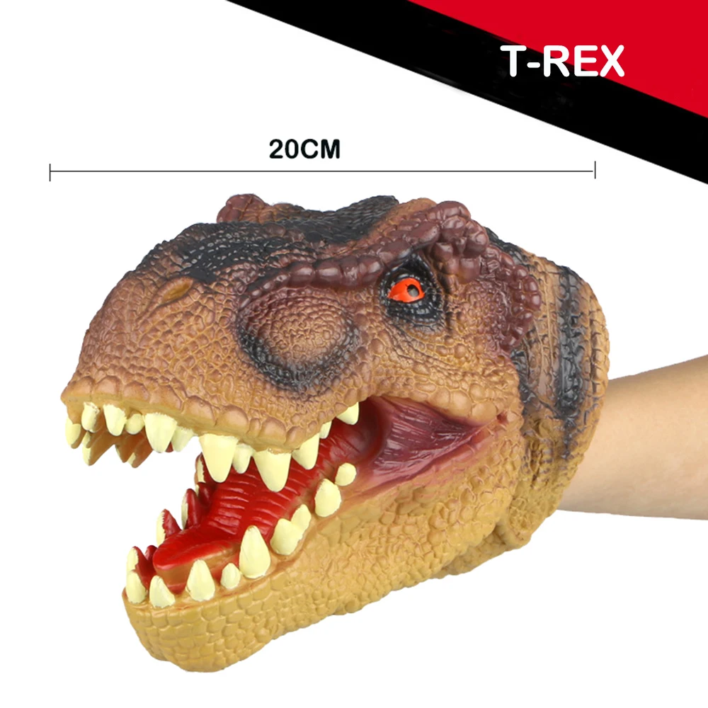 Animal Hand Puppets Childhood Kids Cool Rubber Toy Shark Dinosaur Shape Story Pretend Playing Gloves Gift For Children 3