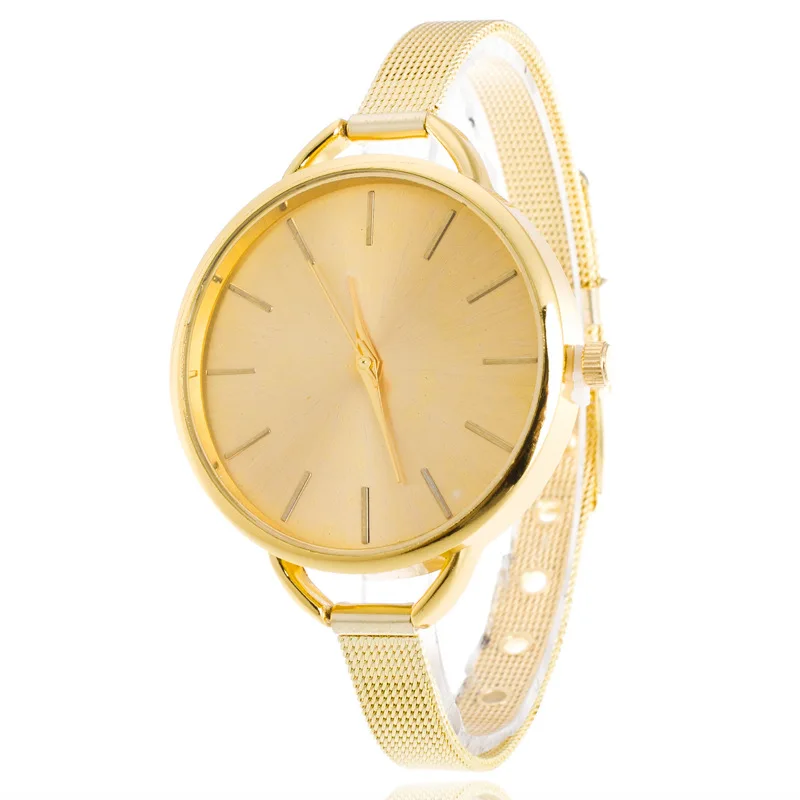 

Hot Selling Mesh Belt Watch Geneva Gold And Silver Simple Measuring WOMEN'S Quartz Watch