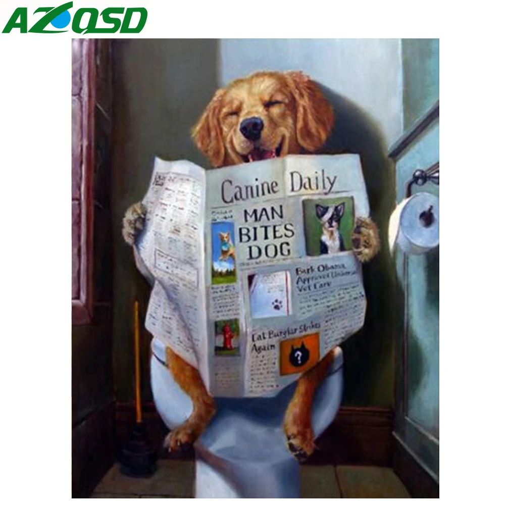 AZQSD 5D DIY Алмазная вышивка животные полная картина крестиком собака туалет Стразы