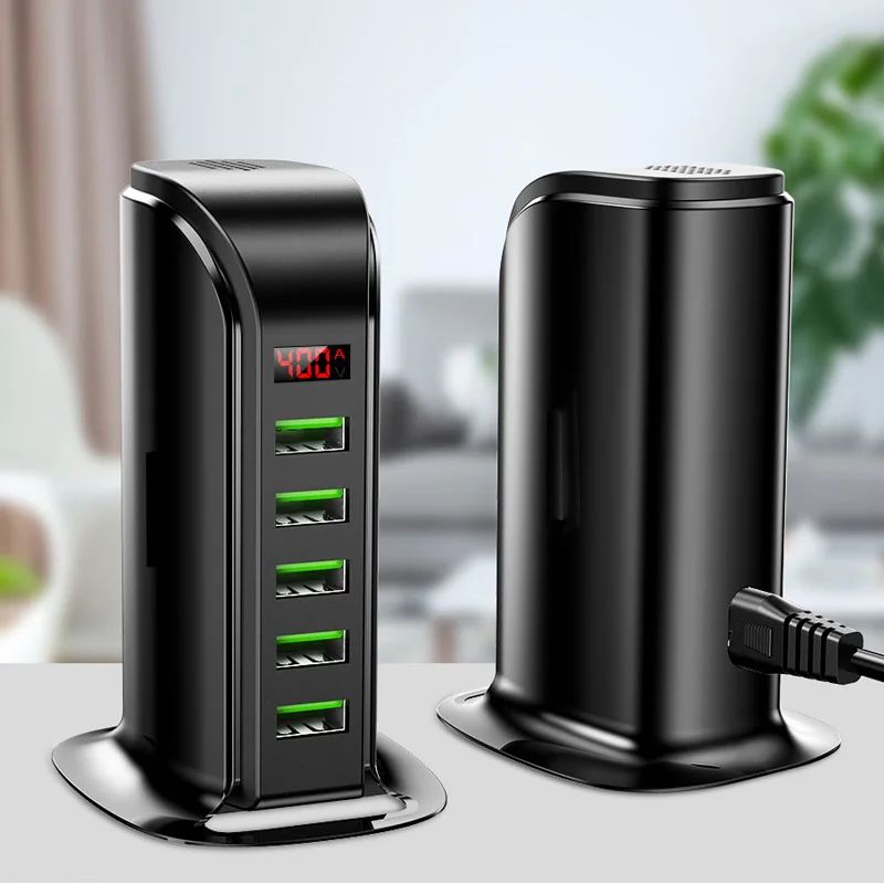 ANSEIP-cargador USB Vertical de 5 puertos, adaptador de enchufe de carga rápida 4A con pantalla LED, para iPhone, MacBook, Xiaomi y Huawei - Imagen 5
