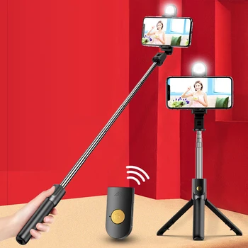 

Bluetooth Selfie Stick With Light Foldable Tripods & Monopods Universal Live Fill Light Tripod For Iphones Android Phones