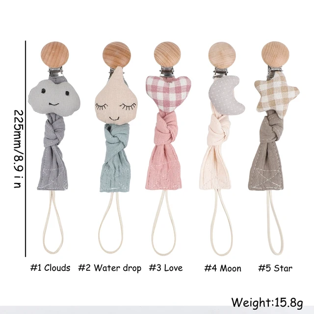 1PC Baby Pacifier Chains Cotton Custom Pacifier Chain Name Wood Nipple Holder Personalized Alphabet Beads Baby Teething Chain 3