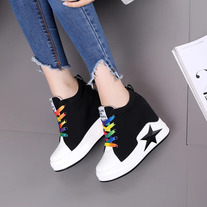 

White Sneakers Women Platform Shoes high Wedge Sneakers Black Women Sneaker Chunky Shoes Woman Fashion New Womens Sneakers Shoes