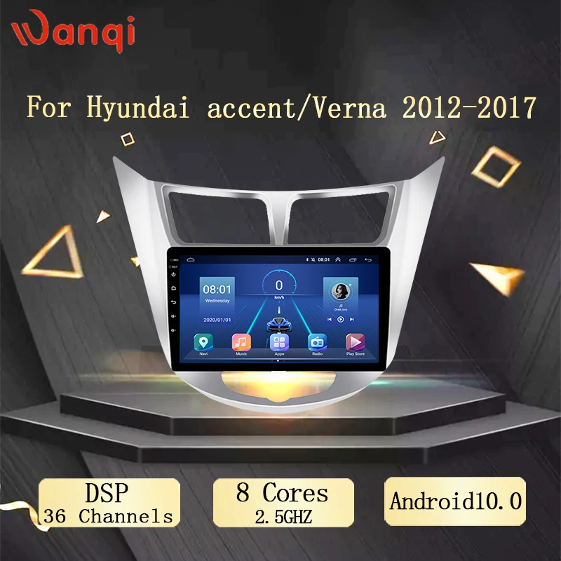 Hot Sale 9 Inch Wanqi 10.0 Car DVD GPS AHD DSP Player For Hyundai accent/Verna 2012-2017 Radio Video Navigation BT WIFI | Автомобили и