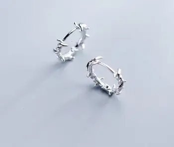 

Real Authentic 100% 925 Sterling Silver fine Jewelry GEOMETRIC love Knot Thorns Cane Hoop Huggie Earrings gtle2497