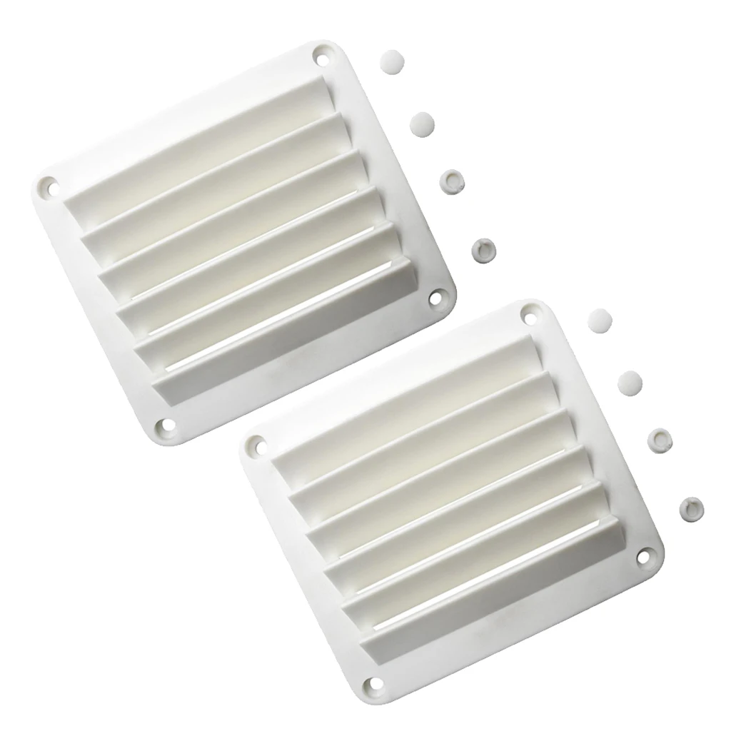 2pcs Plastic Boat Hose Intake Vent Louvered Vents Ventilation Cover for Marine Boats Hull - 5-1/2 x 4-7/8 inch White