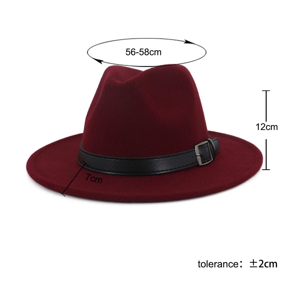 Женская и Мужская шерстяная шляпа Fedora с панк-поясом поп-Уличная Повседневная шляпа Панама джазовая, шляпа