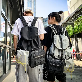 

Backpack men's tooling school bag large capacity female backpack trend personality student backpack leisure sports travel bag