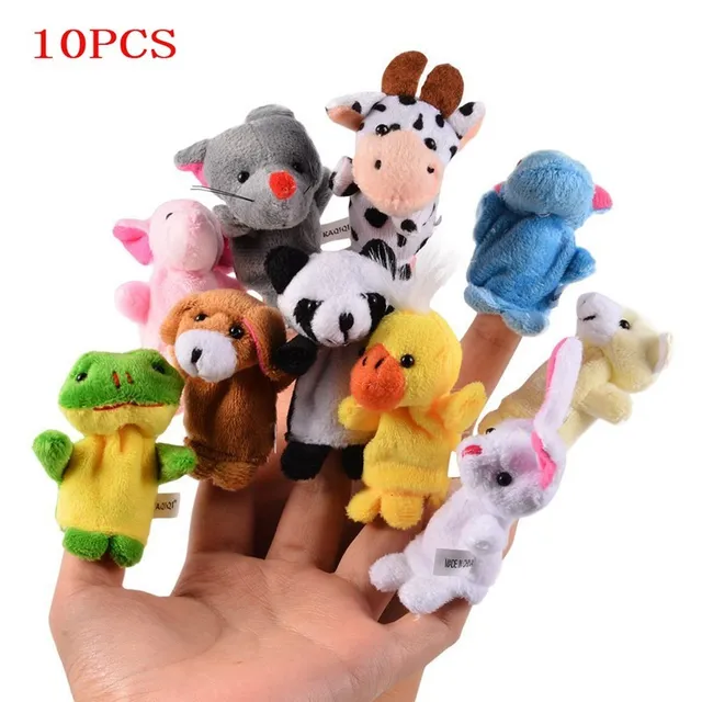 6-12Pcs Baby Plush Toy Cartoon Animal Family Finger Puppet Role Play Tell Story Cloth Doll Educational Toys For Children Kids