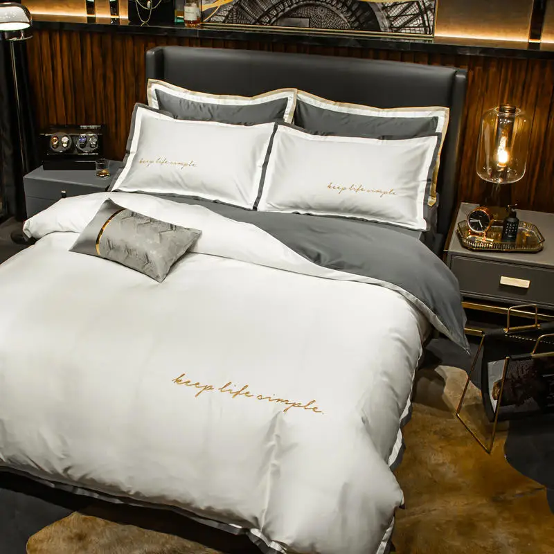 

5-star Hotel Luxury 100% Egyptian Cotton Bedding Sets Full Queen King Duvet Cover Bed/Flat Sheet Fitted Sheet embroidered copy2