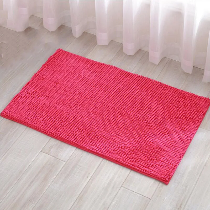 Short-Haired Chenille Doormat Rug Water Absorption Carpet Kitchen Bathroom Carpet Floor Mat for Living Room Anti Slip Bath Mat