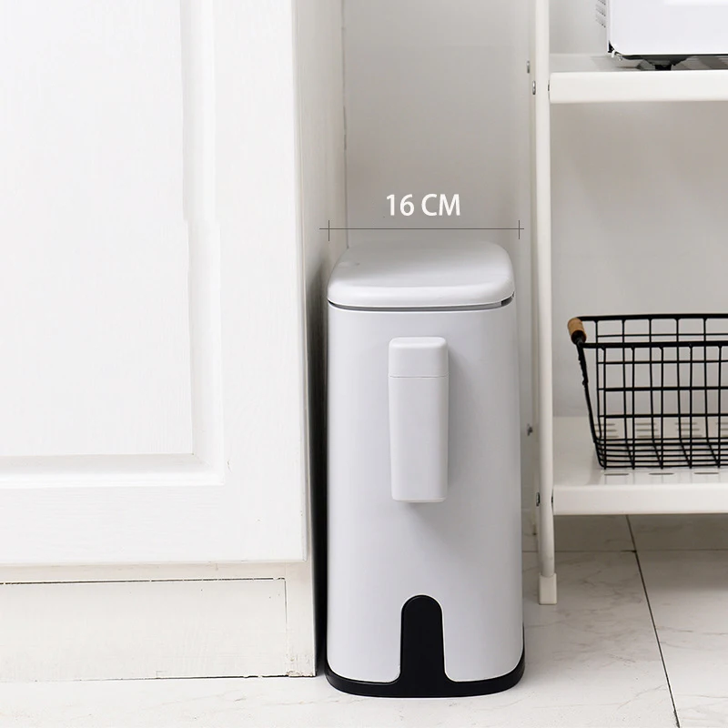 

Simple Bathroom Corner Trash Can 11L Garbage Bag Holder Storage Press Open Plastic Kitchen Waste Bin Rectangle Dustbin Container