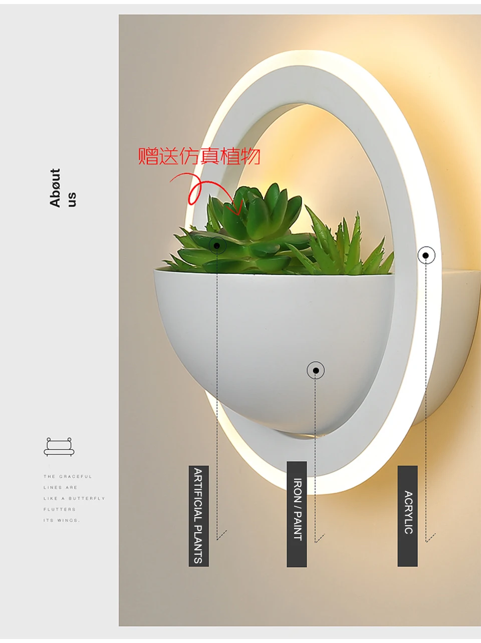 Luzes de Parede Simples e Moderno Conduziu a Lâmpada Planta Moderna Criativo Cabeceira Quarto Arandela Sala Estar Corredor Acrílico Nordic Interior Parede 4 quarto arandela sala estar simples e moderno