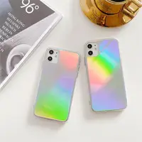 Custodia per telefono in silicone a specchio olografico a colori sfumati arcobaleno per iPhone 11 12 13 Pro XS Max X XR SE 2020 7 8 Plus Cover Shell
