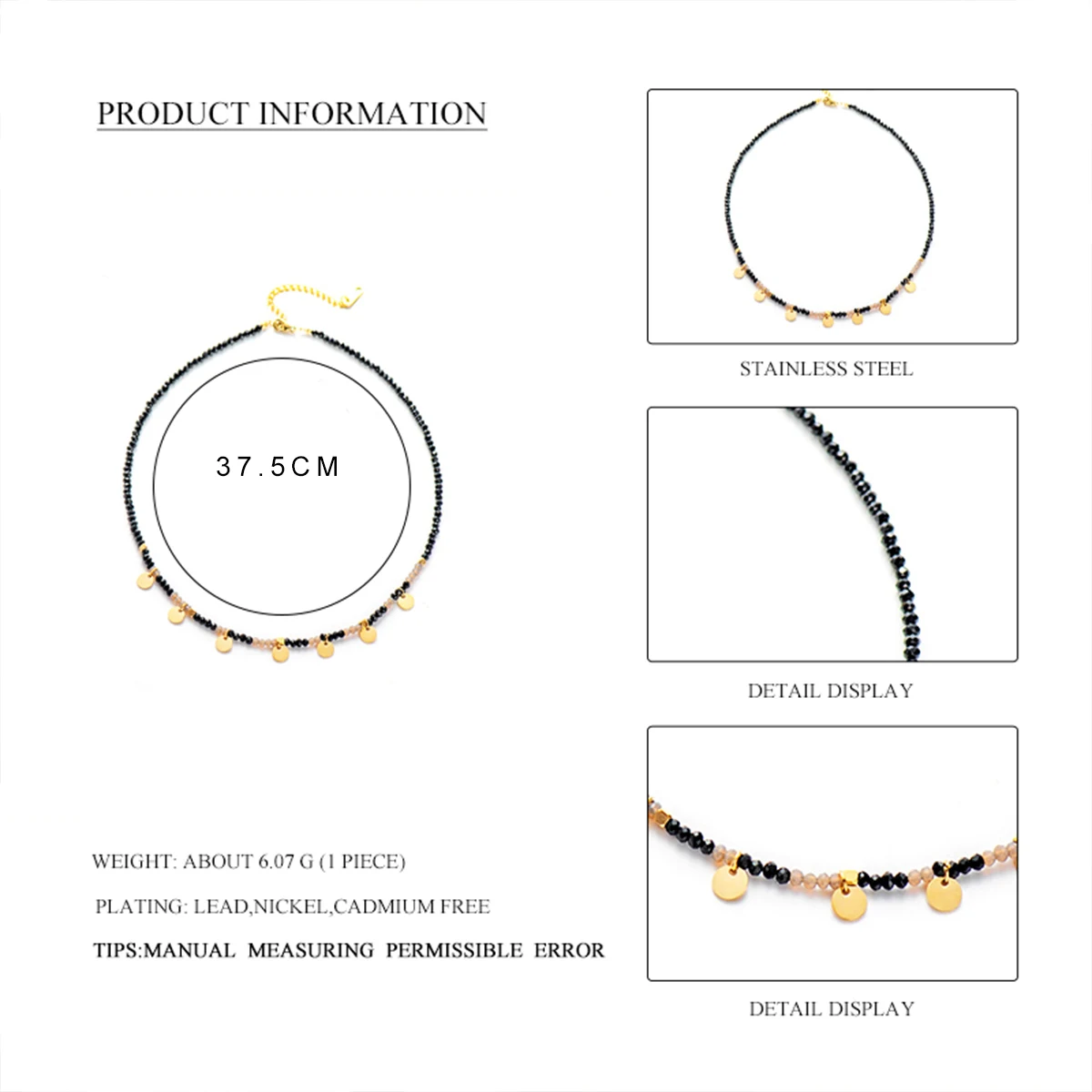 Wild & Free Stainless Steel Necklace Five Colors Beaded Necklace Women Chain Necklace Round Trendy Bohemian Jewelry Women - Image 6