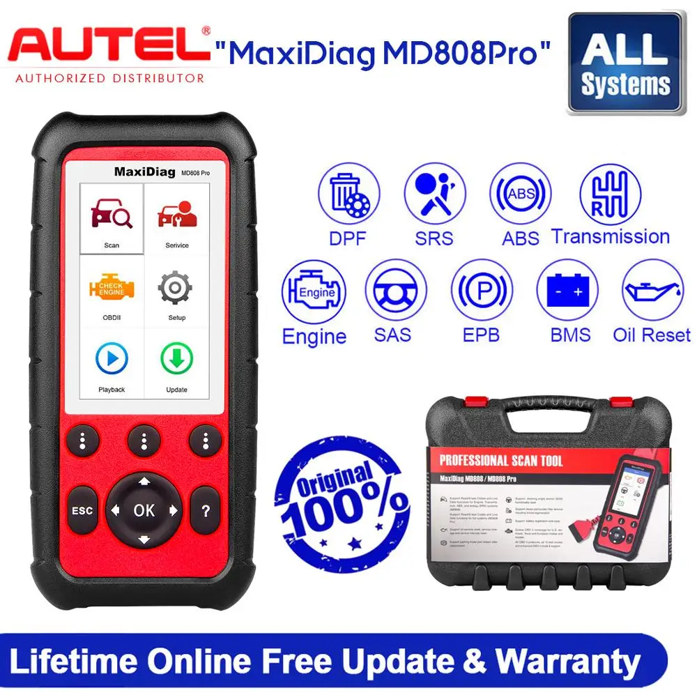 Autel MaxiDiag MD808 про все Системы OBD2 Авто сканер Бортовая Система диагностики 2