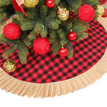 

Christmas Tree Skirt Pleated Plaid Christmas Tree Skirt Apron Christmas Holiday Party Decorations