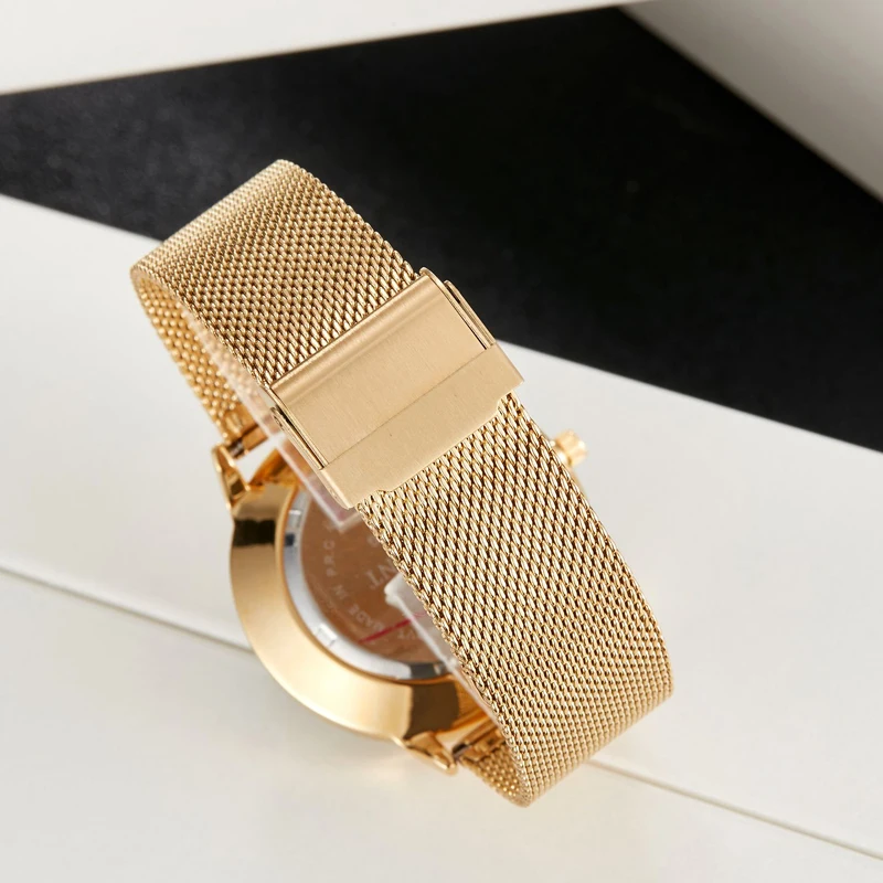 Full Steel Colorblock Unique Quartz Watch Women Fashion Mesh Belt Black Gold Silver Male Drop Shipping Palette Watch Dial