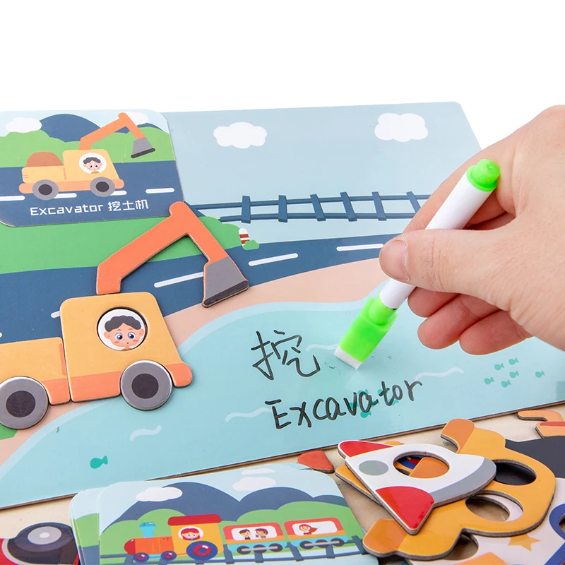 2020 New Children's Early Education Wooden Jigsaw Puzzle Dressing Change / Traffic Magnetic Drawing Board Cognitive Game Free Sh 4