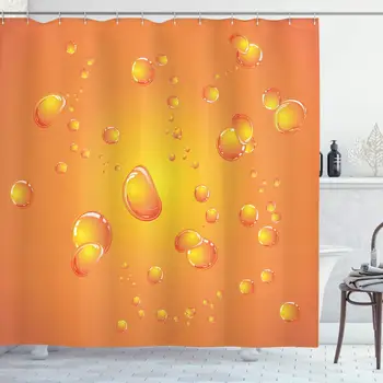 

Burnt Orange Decor Shower Curtain by , Beer like Bubbles on Close Up Background Fresh Vibrant Decorative Graphic Home Print,