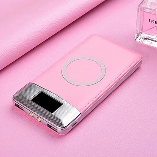 Красный 10000 мАч Qi Беспроводной внешний аккумулятор переносной 2 USB внешний цифровой дисплей зарядное устройство для iPhone X 8 samsung S8 повербанк - Цвет: Красный