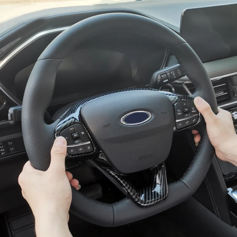 

ABS Carbon fibre Matte For Ford Kuga Escape MK3 2020 Auto accessories steering wheel trim control button frame cover car styling