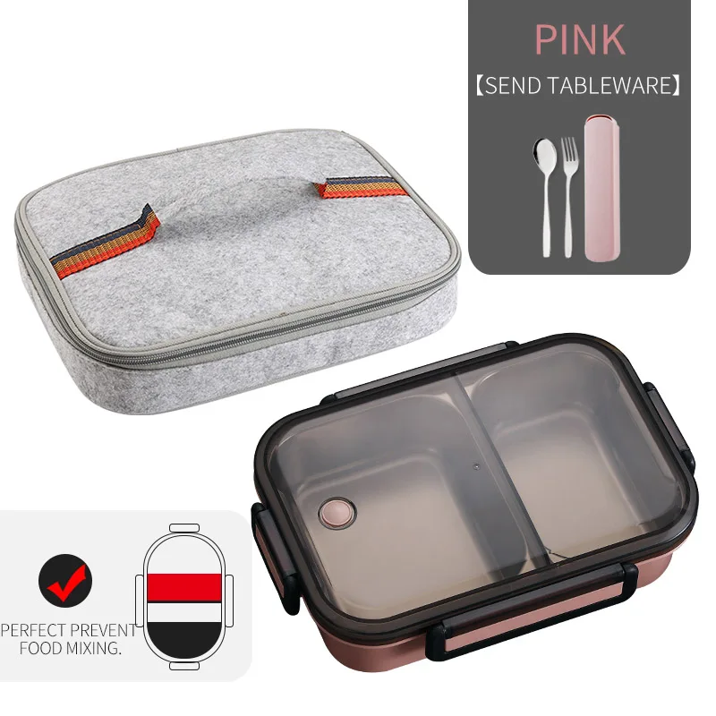 A Pink Bag Set WORTHBUY японский Ланч-бокс для детей школы 304 из нержавеющей стали бенто Ланч-бокс герметичный контейнер для еды детская коробка для еды - Цвет: A Pink Bag Set