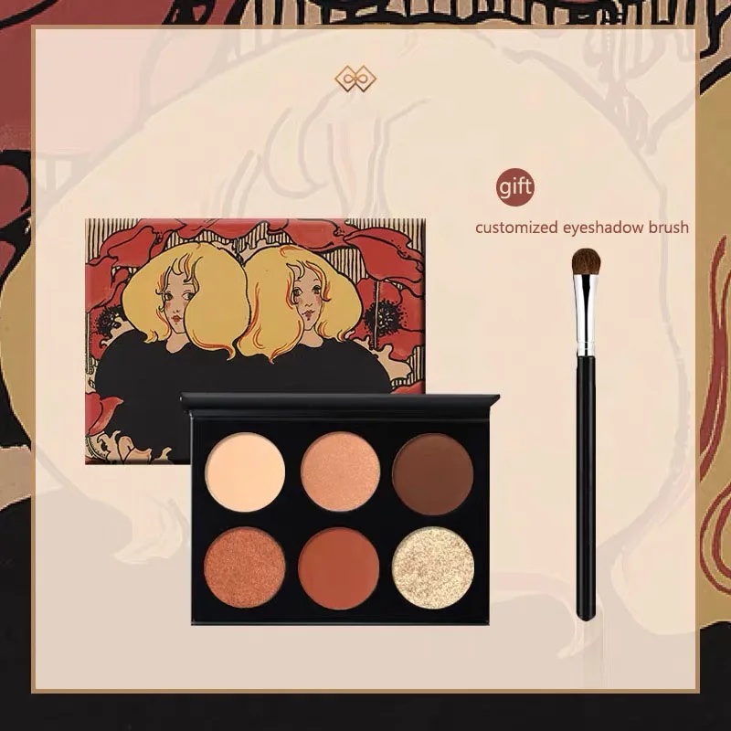 6 цветов Тени для век Pallette матовые телесные Сияющие тени перламутровый макияж