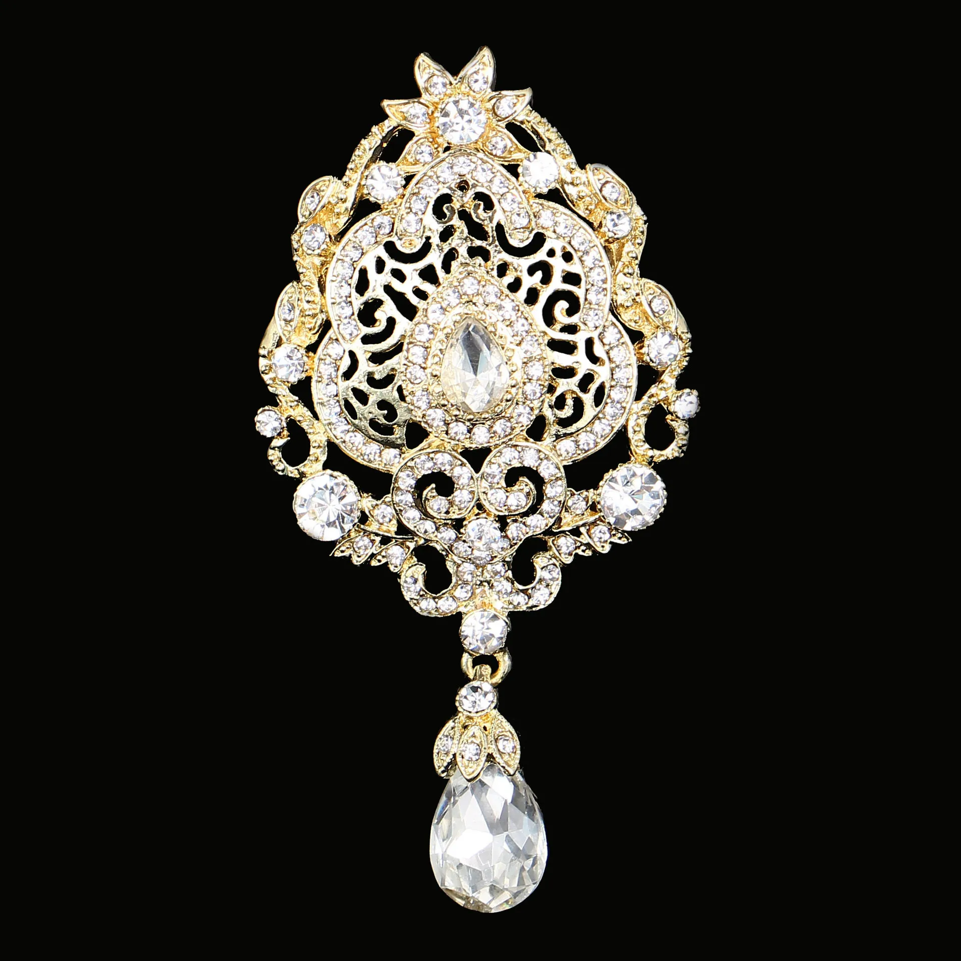 

Korean Models-Style Full of Crystals Glass Crystal Crown Brooch Women's Corsage Collar Pin Buckle Suit Sweater Brooch Ornament