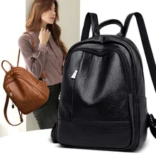 Black Backpacks Women Designer High Quality Soft Leather Fashion Back Bag Brand Mochilas Mujer 2019 Packbag Female Travel Bags