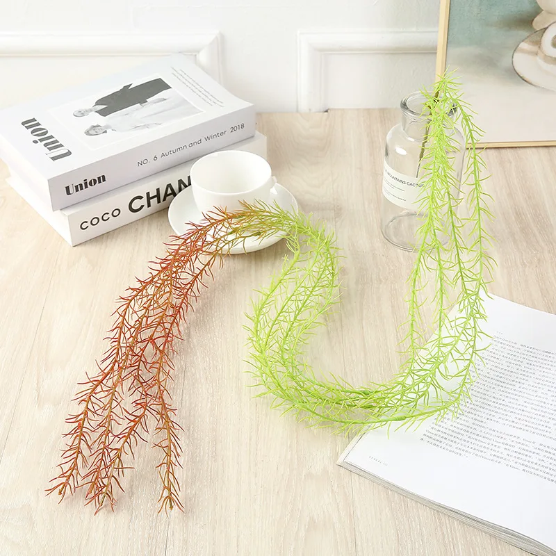 107cm Air Grass Green Plants Long Vine Hanging Rattan Artificial Flower Plastic Grass Ceiling Hanging Vine Decor Home Wall artificial plant garland,artificial plants,artificial plant,artificial flowers,artificial plant decoration,artificial grass