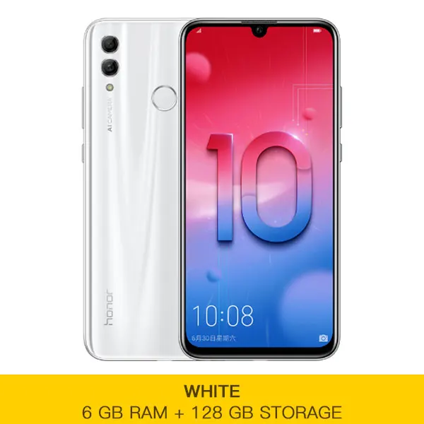 6GB 128GB White Смартфон Honor 10 Lite Kirin 710, 4 Гб, 6 ГБ ОЗУ, 64 ГБ, 128 Гб ПЗУ, экран 6,21 дюйма, Android 9, четыре ядра, 3 камеры, мобильный телефон - Цвет: 6GB 128GB White