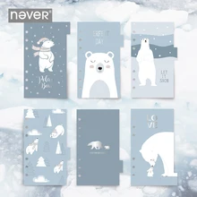 Nunca urso polar cor notebook reenchimento de enchimento de papel índice páginas para filofax espiral a6 planejador marcadores 6pcs papelaria escolar
