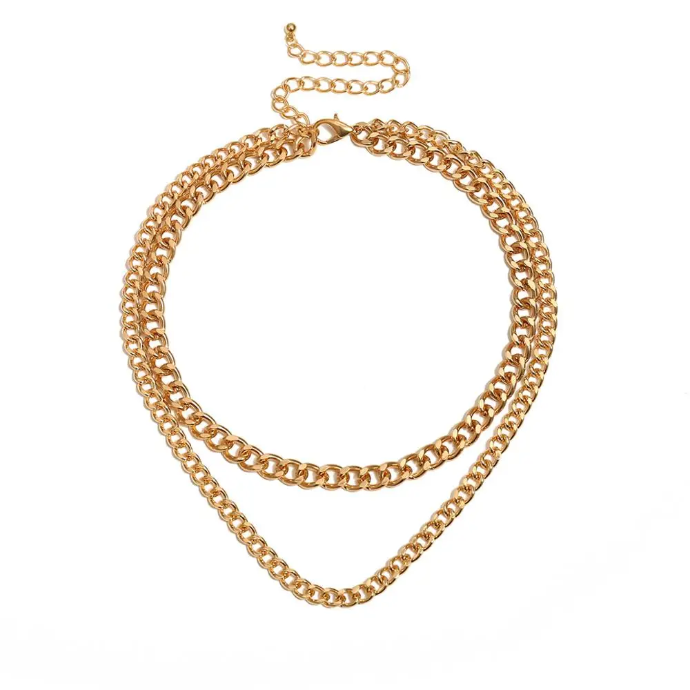 GOLD Rongho, Винтажное колье с двойной цепочкой, s, для женщин, Золотая цепочка, ожерелье, готическое ювелирное изделие, Женская цепочка, колье, ожерелье - Окраска металла: GOLD