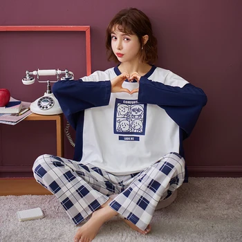

Autumn New Pajamas For Women Cotton Women's Home Clothes Comfort Soft Home Suit Pijama Set Plus Size Dropshipping
