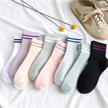

New autumn and winter Japanese bars Harajuku and line cotton women's socks cotton socks short socks wholesale