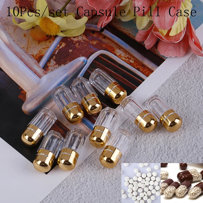 Capsule Pill Box Empty Gelatin Capsules Transparent Gel Caps WaterProof Mini Plastic Bottle Case Holder 10pcs/lot | Красота и
